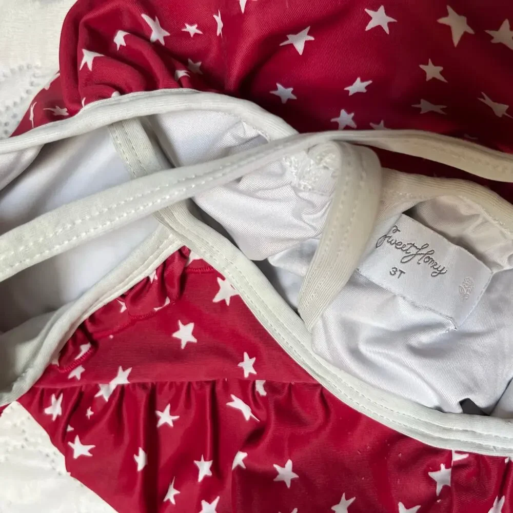SweetHoney One Piece Red Stars Swimsuit 3T